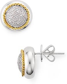 Marc & Marcella Diamond Twist Detail Round Earrings in Sterling Silver & Gold-Plated Sterling Silver, 0.11 ct. t.w. - 100% Exclusive