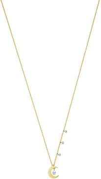 14K Yellow & White Gold Moon Pendant Necklace with Diamonds, 18