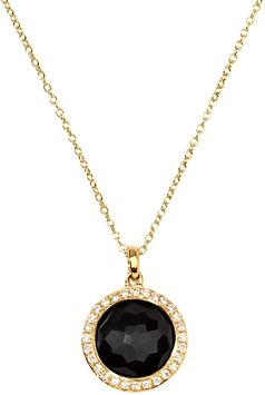 18K Yellow Gold Lollipop Onyx & Diamond Mini Pendant Necklace, 18