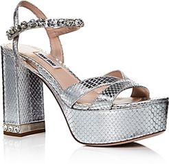 Crystal Embellished Platform Sandals