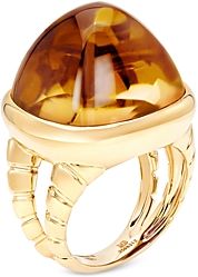 18K Yellow Gold Sugarloaf Citrine Tigella Ring