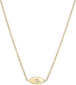 14K Yellow Gold Diamond Evil Eye Pendant Necklace, 18