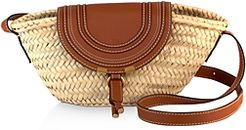 Marcie Small Leather & Raffia Crossbody