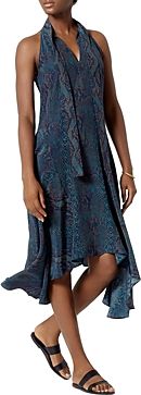 Breeda Snakeskin Print Tie Neck Dress