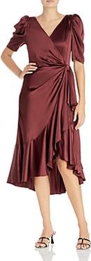 Lisa Ruffled Silk Faux Wrap Dress