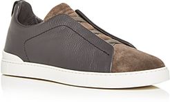 Ermenegildo Zegna Men's Grained Calfskin & Suede Triple Stitch Sneakers