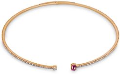 18K Rose Gold Spectrum Pink Sapphire and Diamond Collar Necklace, 17.5