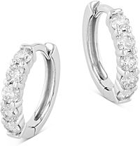 Diamond Huggie Hoop Earrings in 14K White Gold, 1 ct. t.w. - 100% Exclusive