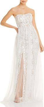 Adian by Aidan Mattox Strapless Embroidered Gown