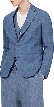 Emporio Armani Linen Solid Slim Fit Blazer