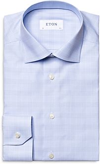 Cotton Plaid Convertible Cuff Contemporary Fit Dress Shirt