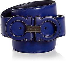 Double Gancini Buckle Leather Belt