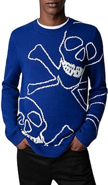 Skull Outline Crewneck Cashmere Sweater