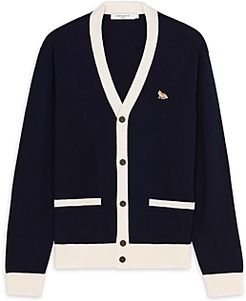 Contrast Trim Wool Cardigan