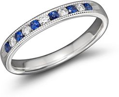 Blue Sapphire and Diamond Channel Set Band in 14K White Gold - 100% Exclusive