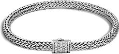 Classic Chain Sterling Silver Extra Small Bracelet with Diamond Pave