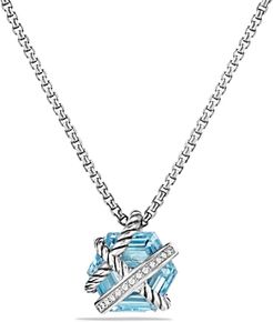 Cable Wrap Necklace with Blue Topaz and Diamonds, 10mm