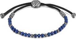 Sterling Silver Classic Chain Beaded Bracelet with Lapis Lazuli