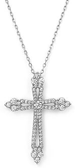 Diamond Cross Pendant Necklace in 14K White Gold, 0.75 ct. t.w. - 100% Exclusive