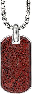 Sterling Silver Exotic Stone Streamline Tag with Red Agate