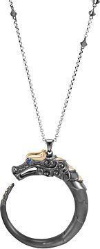 Sterling Silver & 18K Yellow Gold Legends Naga Pendant Necklace with Blue Sapphire, 34