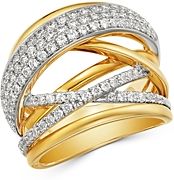 Pave Diamond Crossover Ring in 14K White & Yellow Gold, 1.15 ct. t.w. - 100% Exclusive
