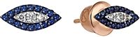 14K Rose Gold Diamond & Blue Sapphire 10th Eye Haven Stud Earrings