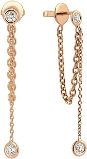 14K Rose Gold Diamond Chain Drop Earrings