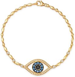 Blue Sapphire & Black & White Diamond Evil Eye Bracelet in 14K Yellow Gold - 100% Exclusive