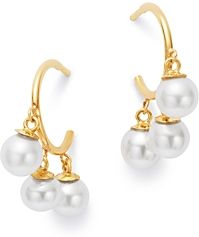 14K Yellow Gold Cultured Freshwater Pearl Hoop Earrings