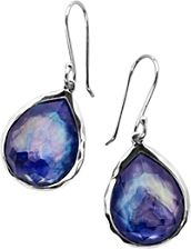 Sterling Silver Rock Candy Mother-of-Pearl, Lapis & Clear Quartz Crystal Triplet Drop Earrings