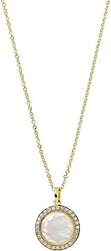 18K Yellow Gold Lollipop Mother-of-Pearl & Rock Crystal Doublet & Diamond Pendant Necklace, 16-18