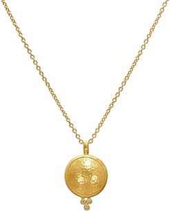 24K/22K/18K Yellow Gold Diamond Amulet Pendant Necklace, 16-18