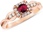 Ruby and Diamond Halo Ring in 14k Rose Gold - 100% Exclusive