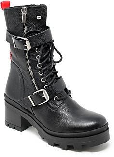 Jessy Buckled Lace Up Zip Boots