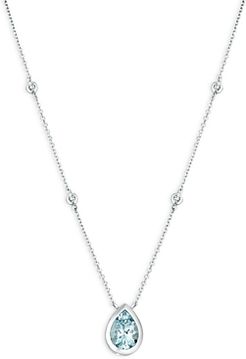 Aquamarine and Diamond Pear-Shaped Pendant Necklace in 14K White Gold, 16 - 100% Exclusive