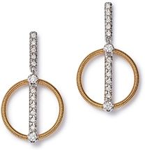 18K Yellow and White Gold Diamond Pave Circle Earrings - 100% Exclusive