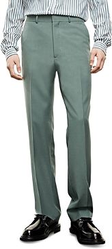 Green Straight Cut Wool Suit Pants