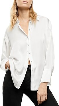 Satin Button Front Shirt