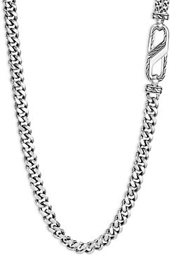 Sterling Silver Classic Chain Carabiner Curb Link Necklace, 26