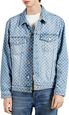 Checkerboard Oversized Denim Trucker Jacket