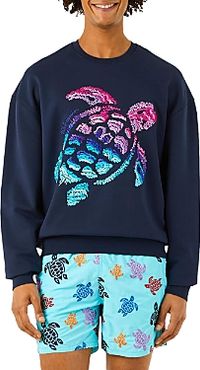 Turtles Cotton Embroidered Regular Fit Crewneck Sweatshirt