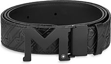 M Buckle Reversible Embossed Leather Belt