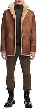 Reversible Double Face Leather & Shearling Trim Coat