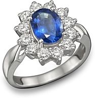 Blue Sapphire and Diamond Statement Ring in 14K White Gold - 100% Exclusive