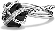 Cable Wrap Ring with Black Onyx and Diamonds