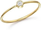 14K Yellow Gold and Diamond Bezel Thin Ring