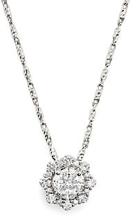 Diamond Cluster Pendant Necklace in 14K White Gold .60 ct. t.w. - 100% Exclusive