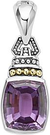 18K Gold and Sterling Silver Caviar Color Amethyst Pendant