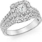 Diamond Princess Cut Engagement Ring in 14K White Gold, 1.50 ct. t.w. - 100% Exclusive